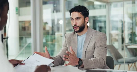 Business, people and interview with document in office for discussion, hiring Stock Footage 318244295