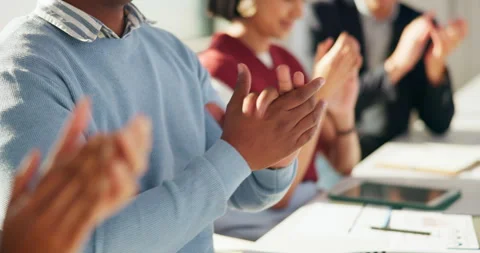 Business, people and team clapping hands in seminar for speech praise, agreement Stock Footage 335745372