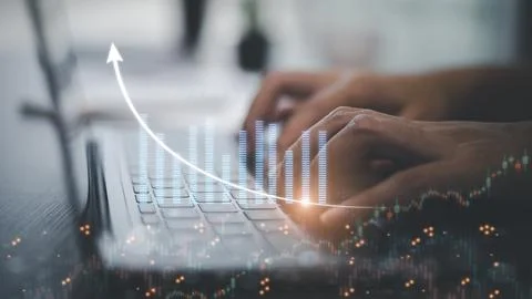 Business people are using computers to work at home. Technology and Busines.. Foto stock