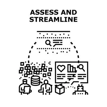 Business people assessing data and streamlining process Stock Illustration