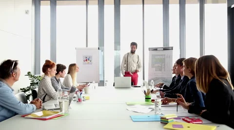 Business people clapping after presentation of their colleague Stock Footage 59544165