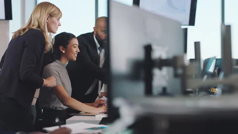 Business people, computer or teamwork collaboration in modern office, coworking Stock Footage 226531515