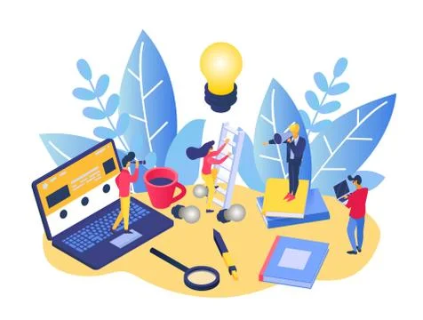 Business people creative teamwork, vector illustration. Business meeting on Stock Illustration