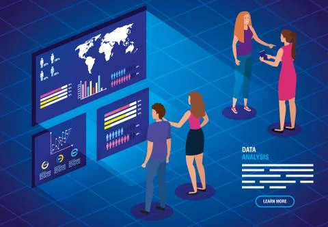 Business people with data analysis Stock Illustration