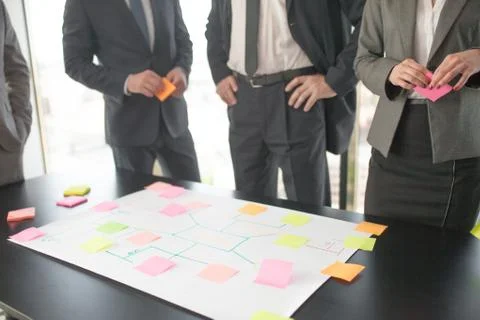 Business people developing plan on office desk Stock Photos