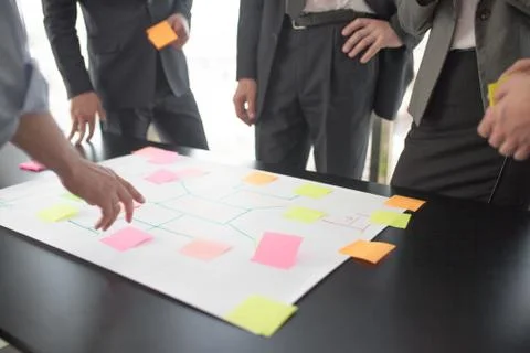 Business people developing plan on office desk Stock Photos