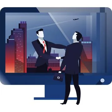 Business people digital relation vector flat icon Stock Illustration