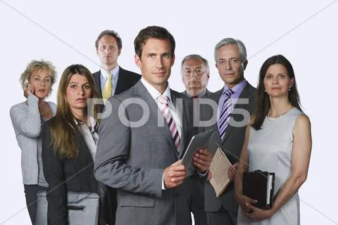 Business people with digital tablet, file, diary, mobile phone and newspaper Stock Photos