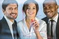 The business people draw graph at the virtual screen Photo
