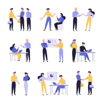 Business people flat vector illustrations set. Businessmen Stock Illustration