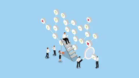 Business people with Flow chart 3d animation Stock Footage 230378806
