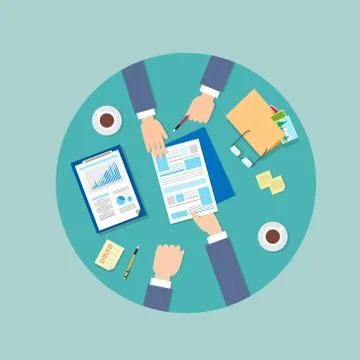 Business People Folder Document Papers Signing Up Contract Agreement Illustrazione stock