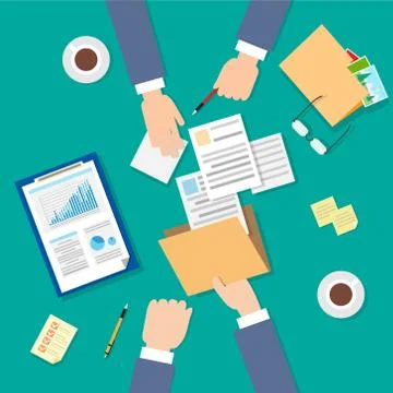 Business People Folder Document Papers Signing Up Contract Agreement Stock Illustration