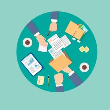 Business People Folder Document Papers Signing Up Contract Agreement Illustrazione stock