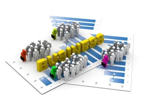 Business people with graph chart Illustrazione stock