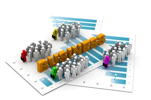 Business people with graph chart Stock Illustration