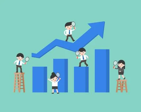 Business people with graph, data analysis concept Illustrazione stock