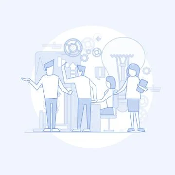 Business People Group Brainstorming Process Flip Chart Finance, Businesspeople イラスト素材