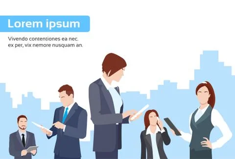 Business People Group Using Tablet Computer Internet Communication Stock Illustration