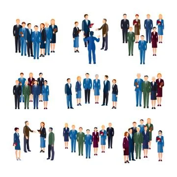 Business People Groups Flat Icons Collection Stock Illustration