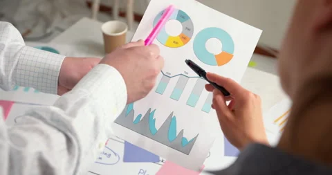 Business people hands do chart analysis and statistics. Marketing metrics  Stock Footage 155353138