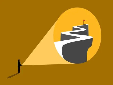 Business people have a flashlight to help them find their path and their goal Stock Illustration