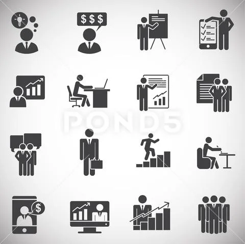 Business people icons set on background for graphic and web design. Simple Stock Illustration