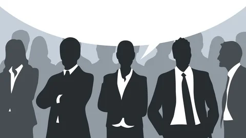 Business people with idea cloud for text animation. Stock Footage 100024829