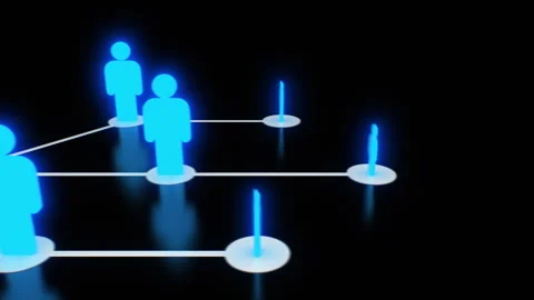 Business People Interaction Illustration Loop. Growing Social Network on Black Stock-Footage 304663741