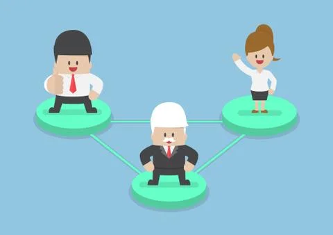 Business people on node connected by network lines Stock Illustration