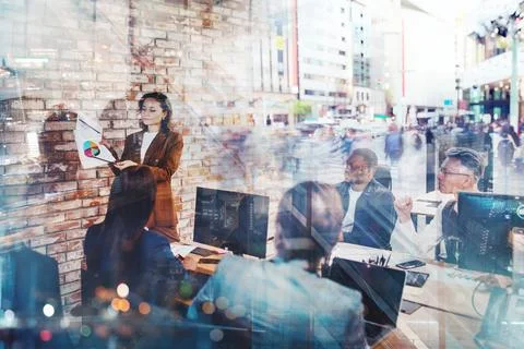 Business people in office work together during a meeting Stock Photos