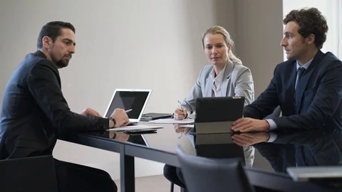 Business people presenting project to client Stock Footage 121466644