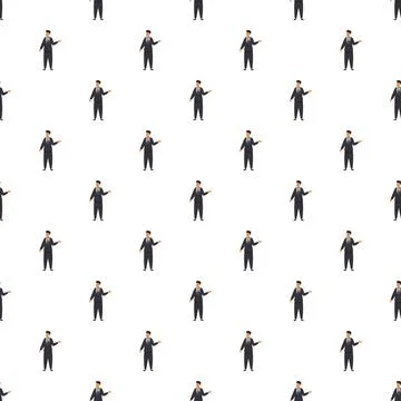 Business people presenting in repetitive pattern on white background Illustrazione stock