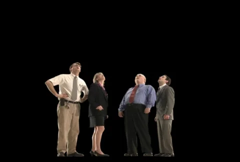 Business People Run from Falling Object Stock Footage 754218