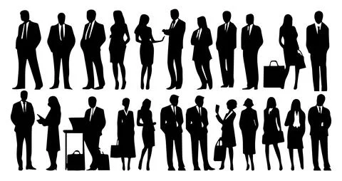 Business people, set of vector silhouettes.Vector illustration Stock Illustration