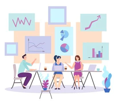 Business people sitting at the table vector illustration. Businessman and Stock Illustration
