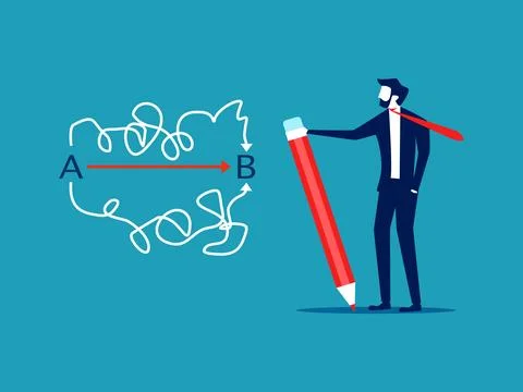 Business people solve problems in a simple way. Simple passages and complex l Stockillustratie