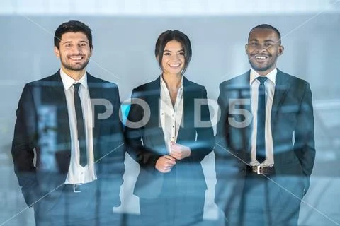 The business people stand over the window Stock Photos