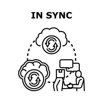 Business people syncing data in cloud computing network 库存插图