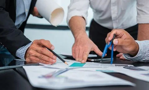 Business people  team work while working in board room, design project, dis.. Stock Photos