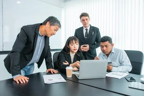 Business people  team work while working in board room, design project, dis.. Stock Photos