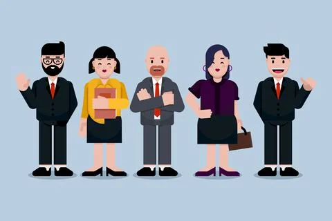 Business people teamwork in suit clothes flat illustration Stock Illustration