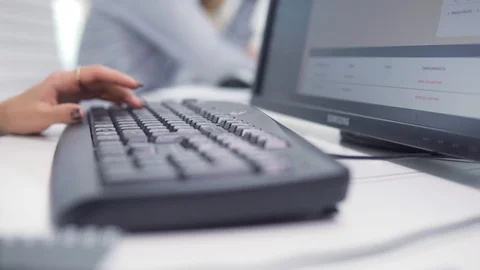 Business, people, technology and programming concept - close up of hands typing Stock Footage 98139398