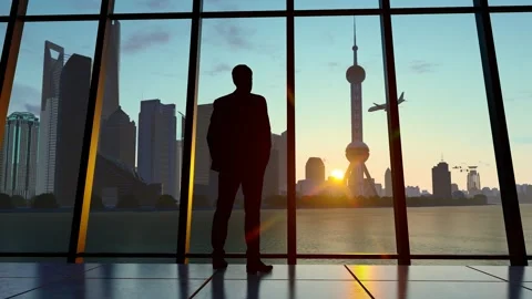Business people thinking deep in thought back silhouette Vidéo 305014339