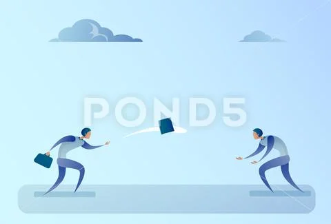 Business People Throwing Contract Document Teamwork Concept Stock Illustration