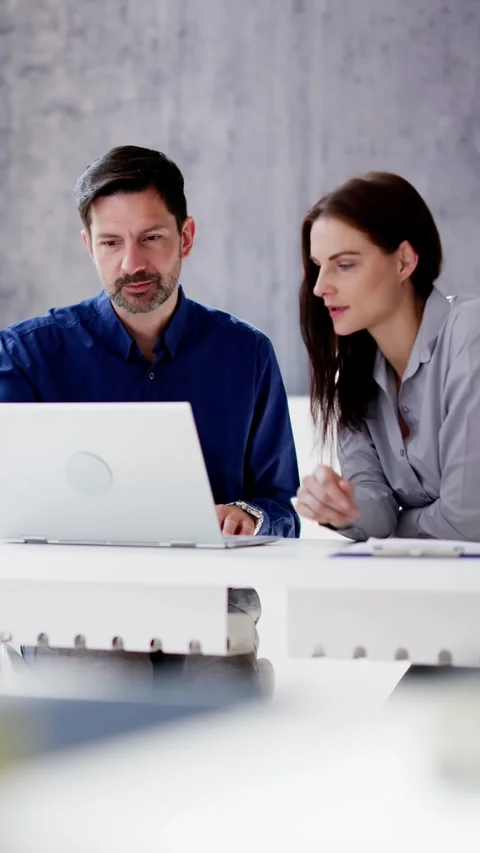 Business People Training On Computer. Young Woman Stock Footage 242942453