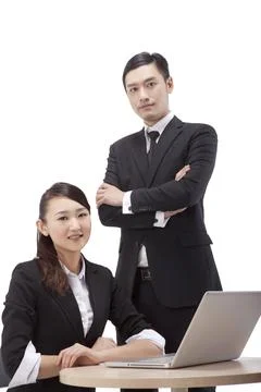 Business people using computer Stock Photos