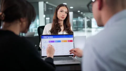 Business People Using CRM Software System Stock Footage 328393561