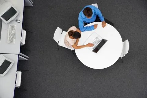 Business People Using Laptop In Computer Room Stock Photos