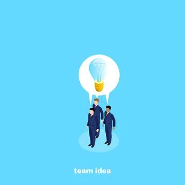 Business people work in a team to create a business idea, an isometric image イラスト素材